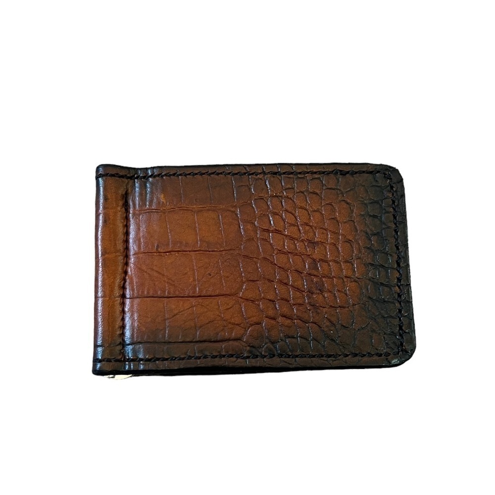 MENS New 100% Leather Artisan Money Clip & Card Holder